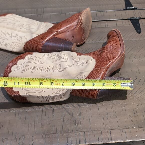 ZODIAC VINTAGE 70's 80's Cowboy Boot With Wooden Heel Sz 6 - Picture 13 of 15